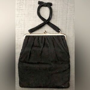 Vintage Black Evening Bag (Vintage clutch bag) W metal frame